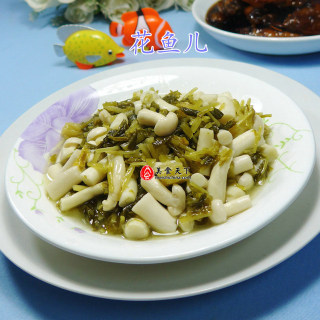 雪菜炒海鲜菇