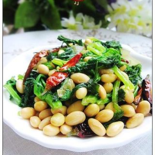 芹叶炒黄豆